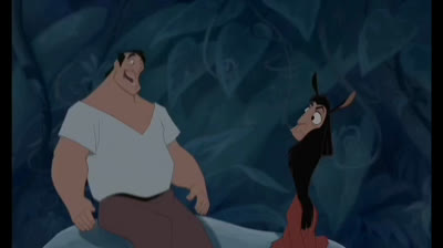 Reba and Pacha kiss Kuzco