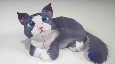 FAZENDO UM GATINHO DE PAPEL _ PAPERCRAFT!