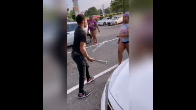 Hood Girl Fight With A Bat